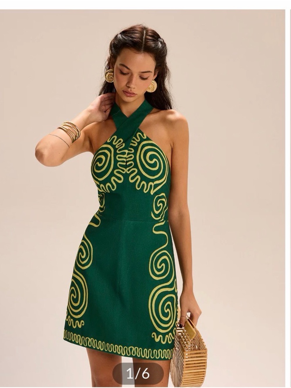 Commense Halter-Neck Dress With Swirl Patterns
